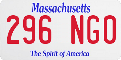 MA license plate 296NG0