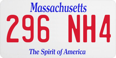 MA license plate 296NH4