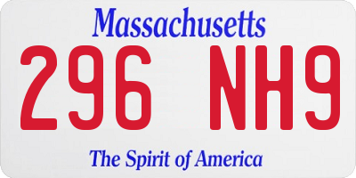 MA license plate 296NH9