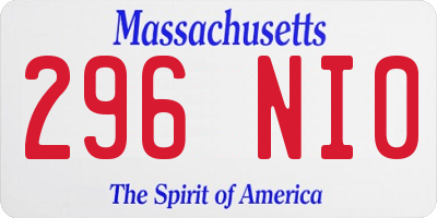 MA license plate 296NI0