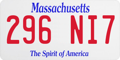 MA license plate 296NI7