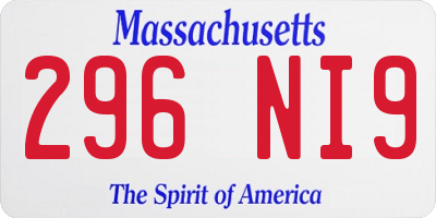 MA license plate 296NI9