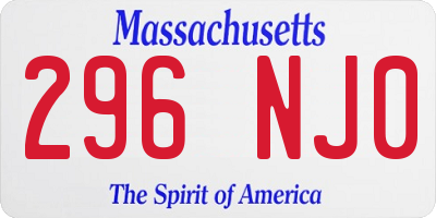 MA license plate 296NJ0