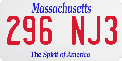 MA license plate 296NJ3