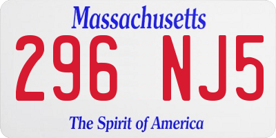 MA license plate 296NJ5
