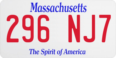 MA license plate 296NJ7