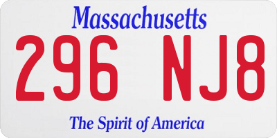 MA license plate 296NJ8