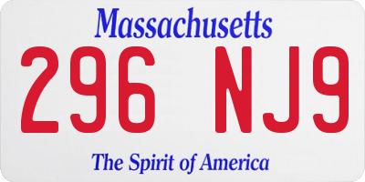 MA license plate 296NJ9