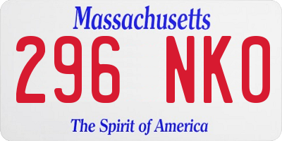 MA license plate 296NK0