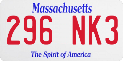 MA license plate 296NK3