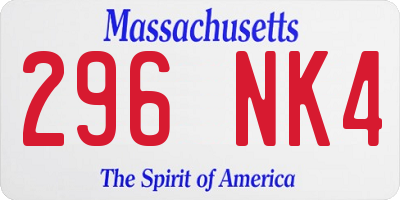 MA license plate 296NK4