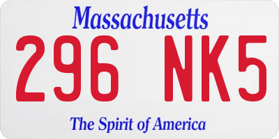 MA license plate 296NK5