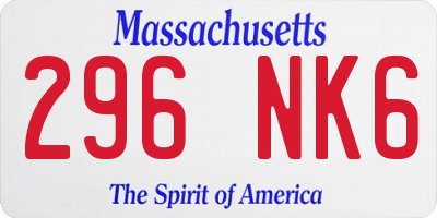 MA license plate 296NK6