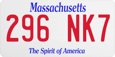 MA license plate 296NK7