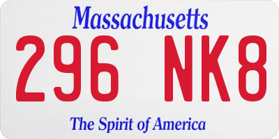 MA license plate 296NK8