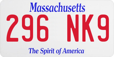 MA license plate 296NK9