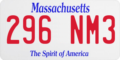MA license plate 296NM3