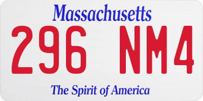 MA license plate 296NM4