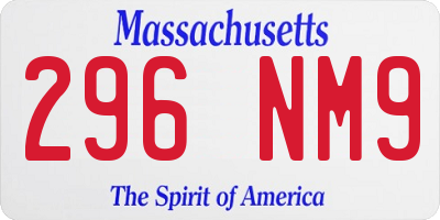 MA license plate 296NM9