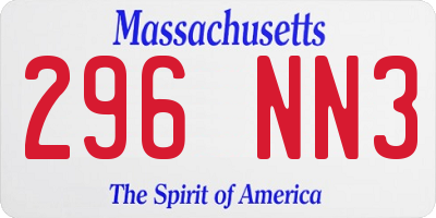 MA license plate 296NN3