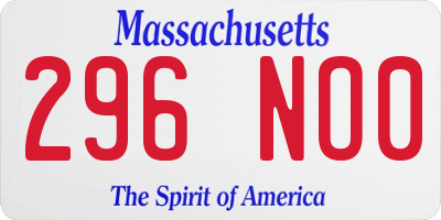 MA license plate 296NO0