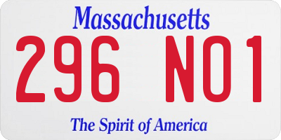 MA license plate 296NO1