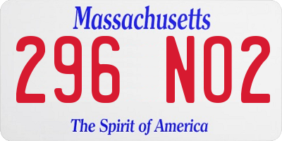 MA license plate 296NO2