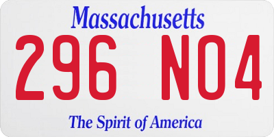 MA license plate 296NO4
