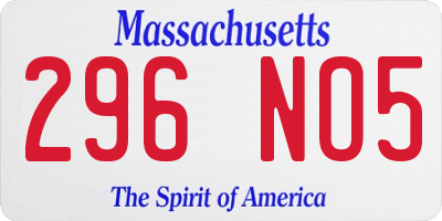 MA license plate 296NO5