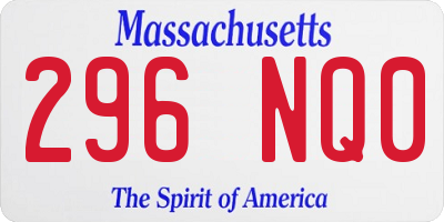 MA license plate 296NQ0