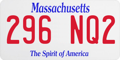 MA license plate 296NQ2