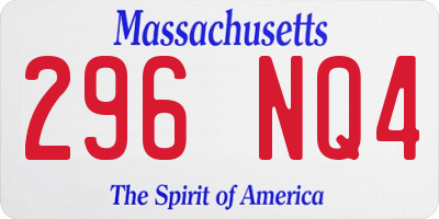 MA license plate 296NQ4
