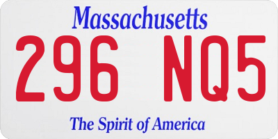 MA license plate 296NQ5