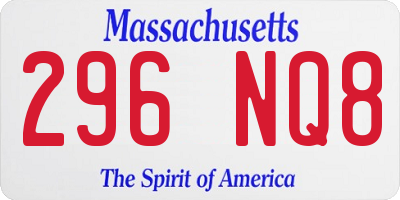 MA license plate 296NQ8