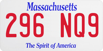 MA license plate 296NQ9