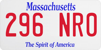 MA license plate 296NR0