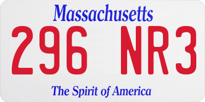 MA license plate 296NR3