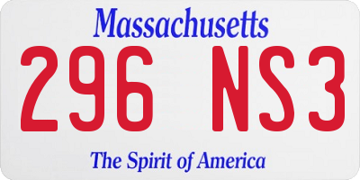 MA license plate 296NS3