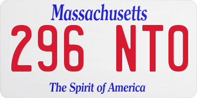 MA license plate 296NT0