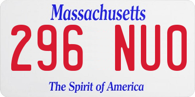 MA license plate 296NU0