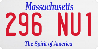 MA license plate 296NU1