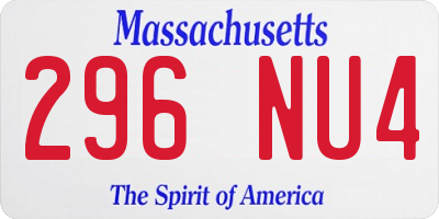MA license plate 296NU4