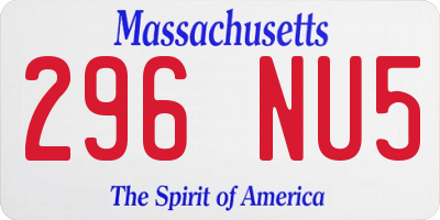 MA license plate 296NU5