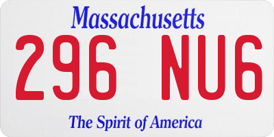 MA license plate 296NU6