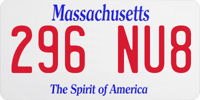 MA license plate 296NU8