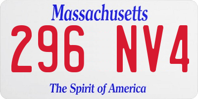 MA license plate 296NV4