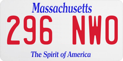 MA license plate 296NW0