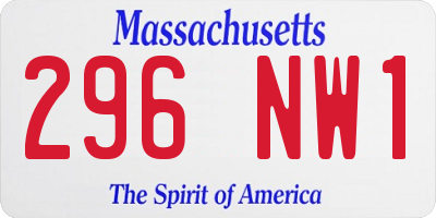 MA license plate 296NW1