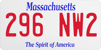 MA license plate 296NW2