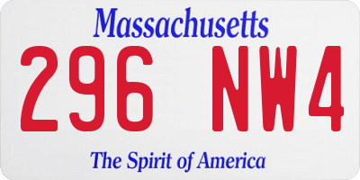 MA license plate 296NW4